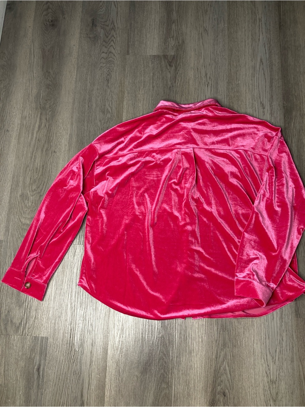 Easel NWT 1X Raspberry Pink Velvet Button Front Shacket Jacket - Picture 7 of 7
